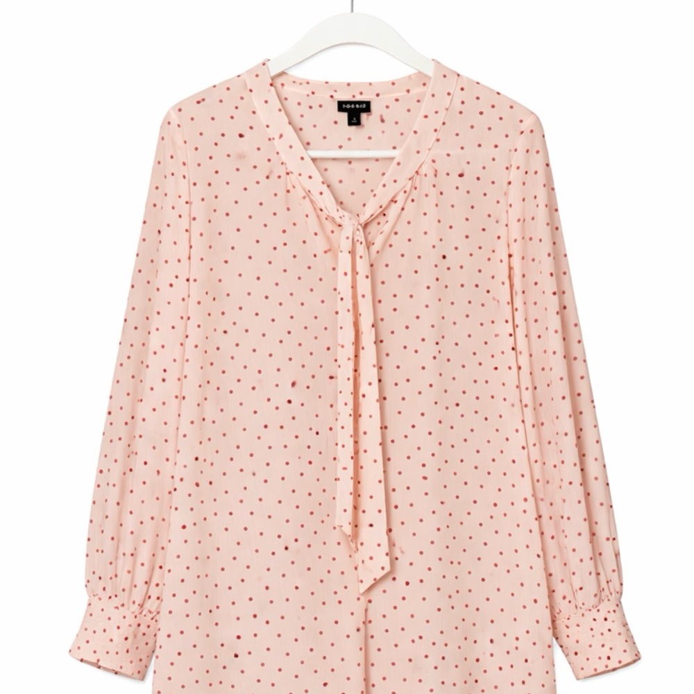 Tie-Neck Long-Sleeve Polka Dot Blouse - Torrid Size 3